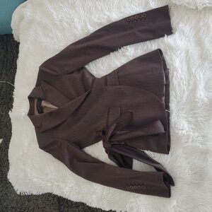 BCBG MAXAZRIA BROWN PINSTRIPE BLAZER WITH TIE WAIST XS-SMALL